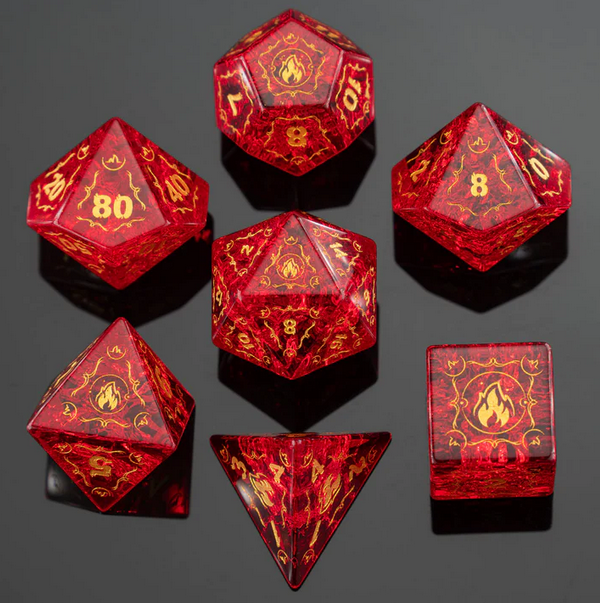 Dragons Hoard Fire Dice Set: Blast Ruby Glass